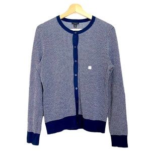 NWT ANN TAYLOR Navy Button Front Long Sleeves Cardigan Sweater Sz M